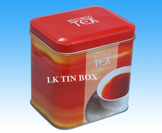 중국 200g는 Pvc 창, 빨간 커피/차 저장 상자를 가진 직사각형 주석 상자를 인쇄했습니다 협력 업체